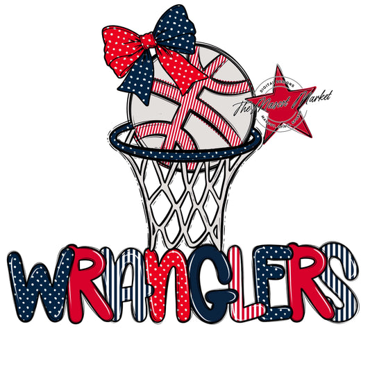 Wranglers Basketball Spirit Design-Navy & Red