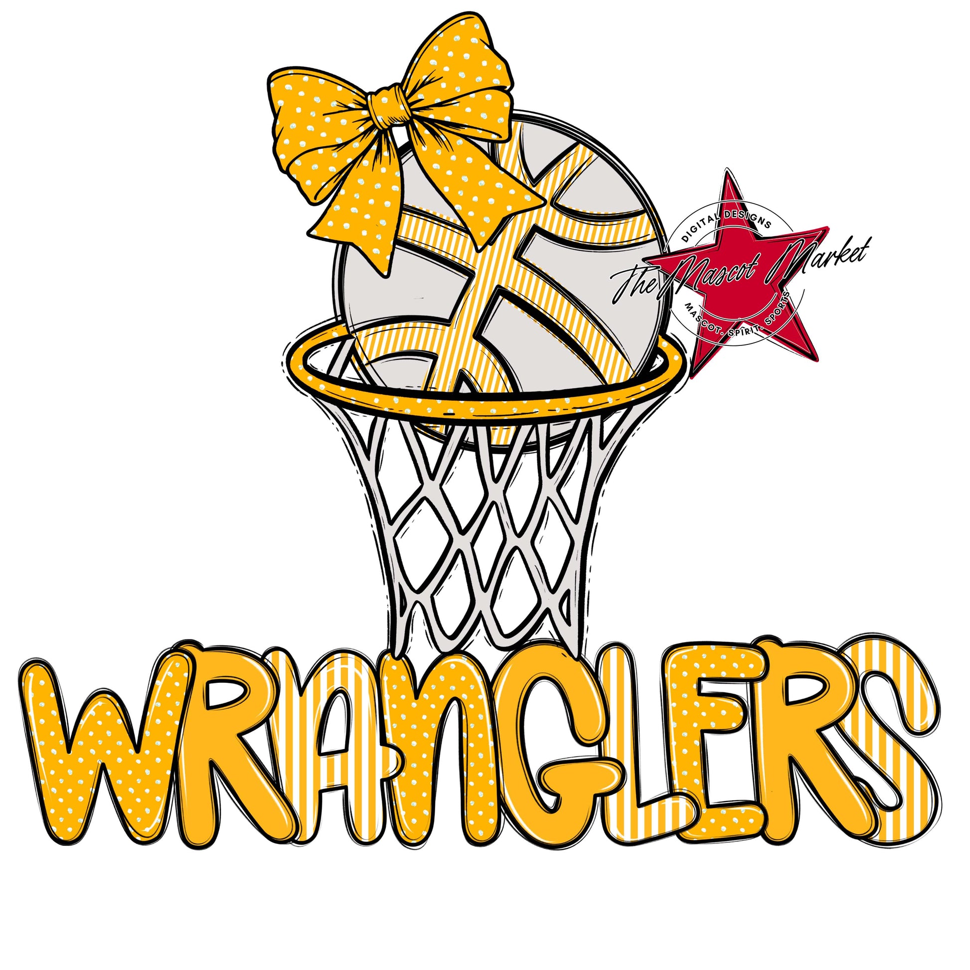 Wranglers Basketball Spirit Design-Yellow