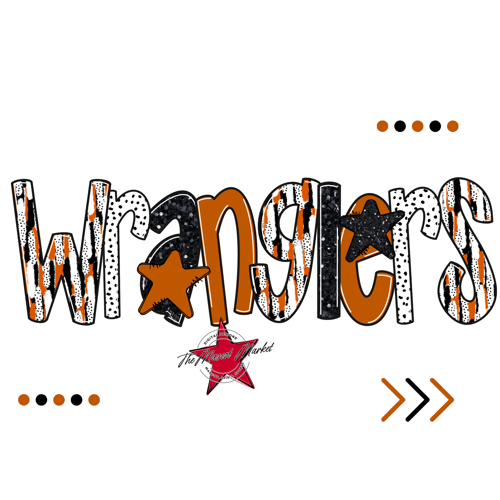 Wranglers Brushstroke Alpha w Arrows-Burnt Orange