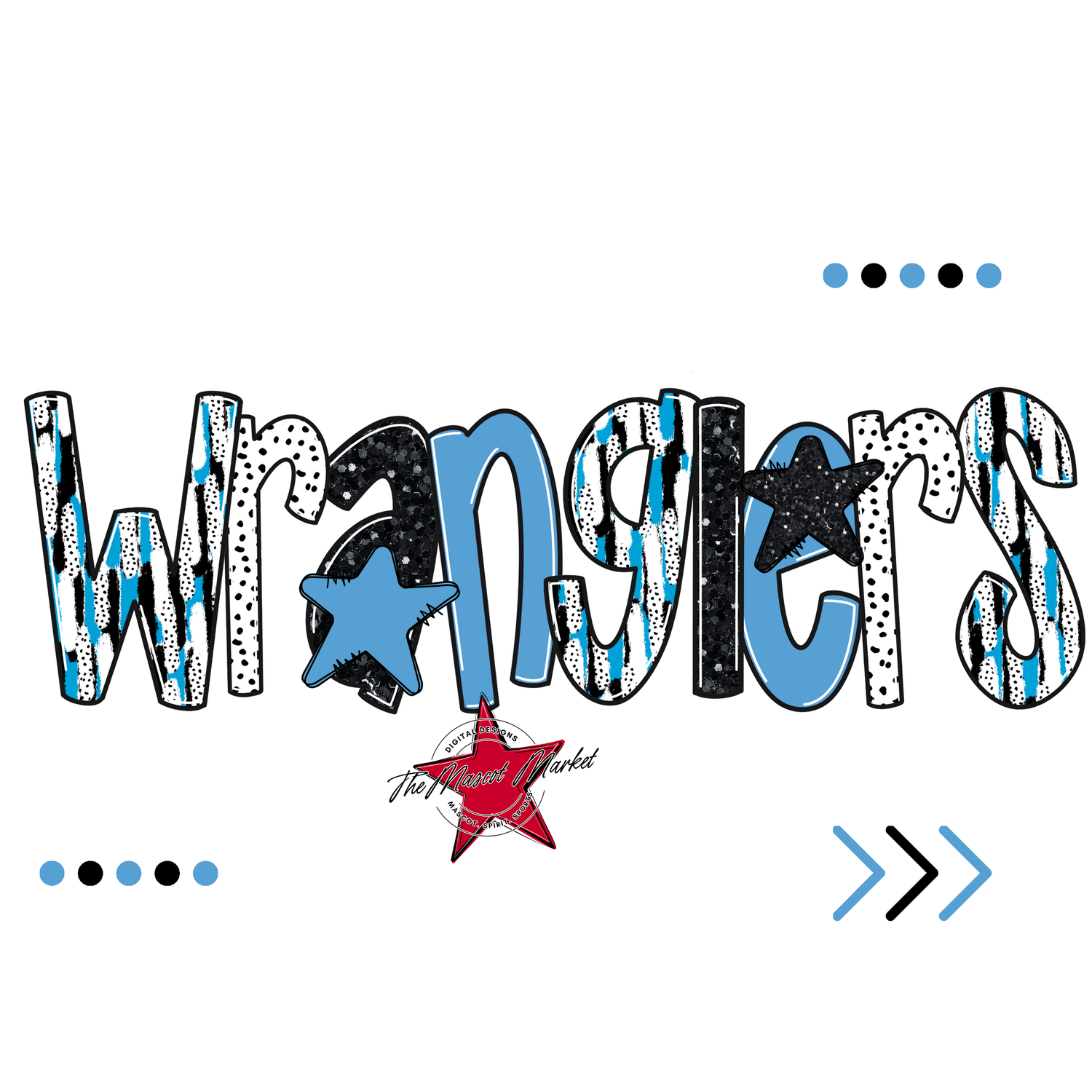 Wranglers Brushstroke Alpha w Arrows-Carolina Blue