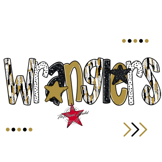 Wranglers Brushstroke Alpha w Arrows-Gold