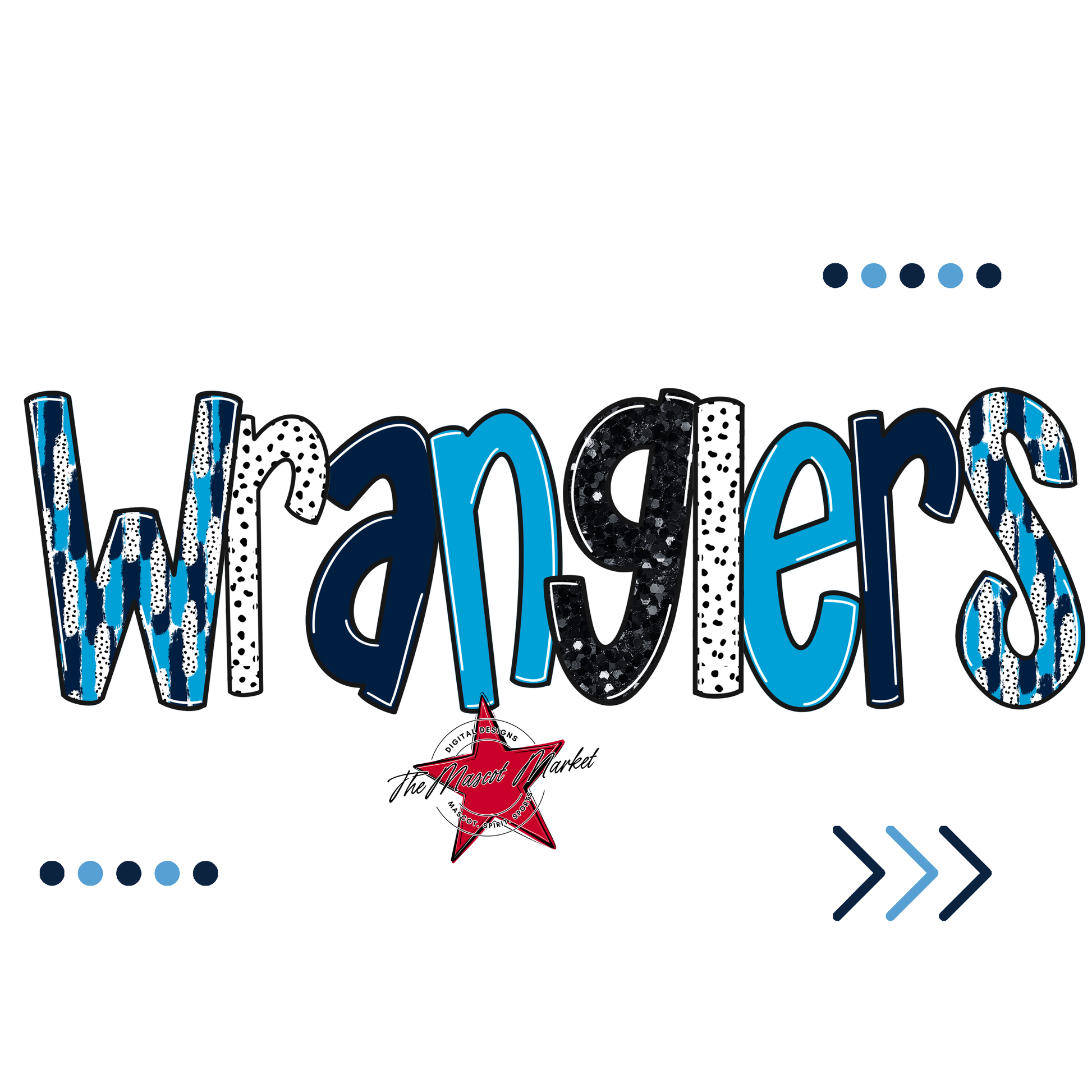 Wranglers Brushstroke Alpha w Arrows-Navy-Carolina Blue