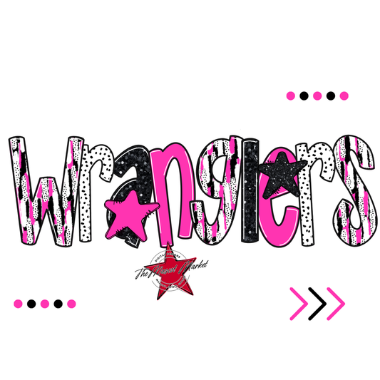 Wranglers Brushstroke Alpha w Arrows-Pink