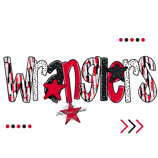 Wranglers Brushstroke Alpha w Arrows-Red