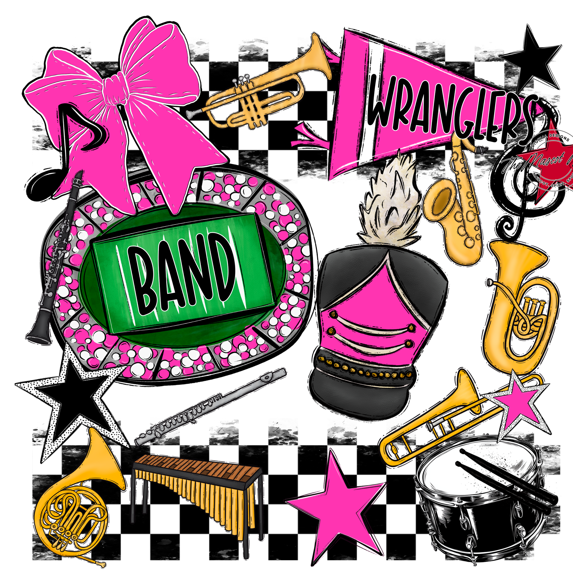 Wranglers Checkers Band Spirit Design-Pink