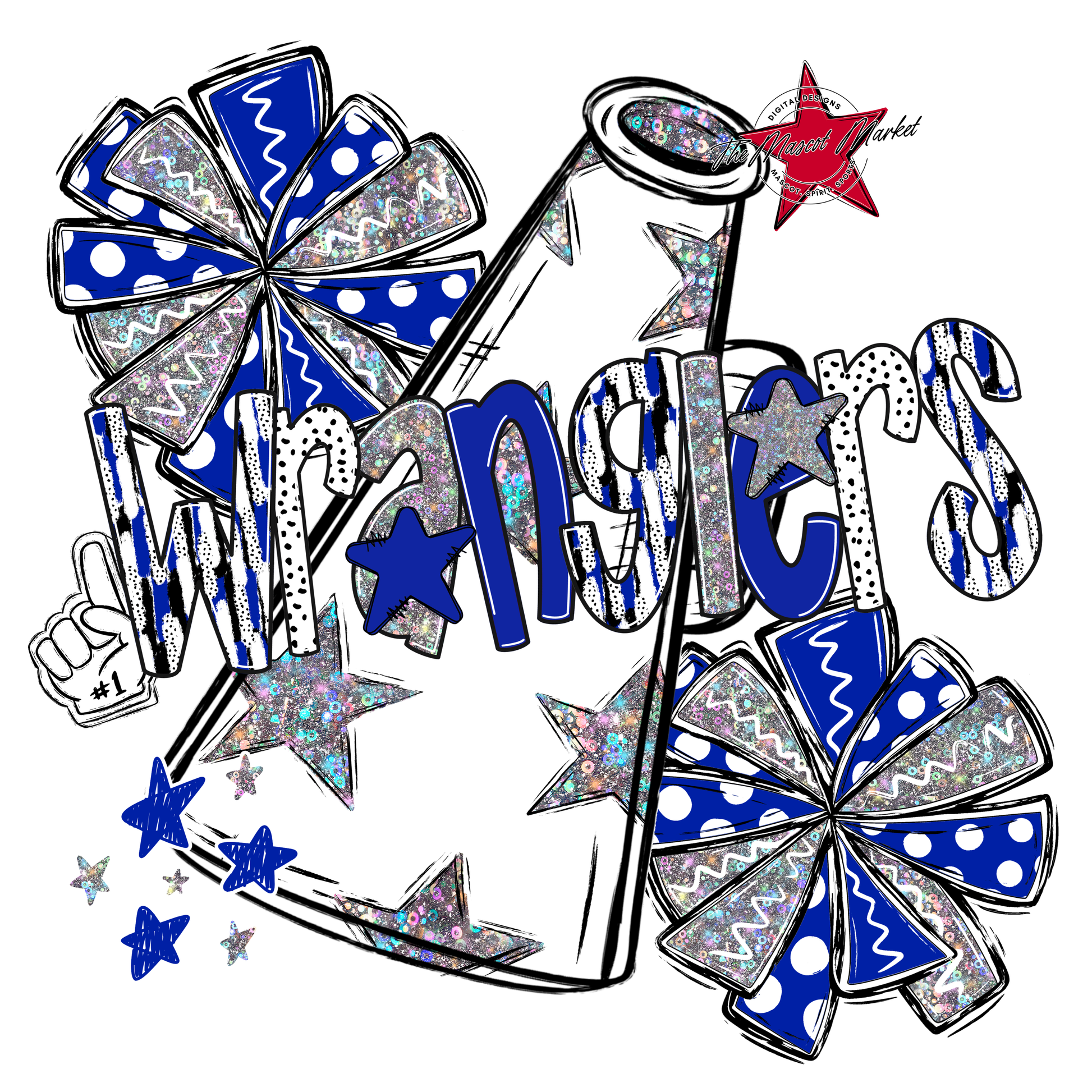 Wranglers Cheer Megaphone Scrape-Royal Blue