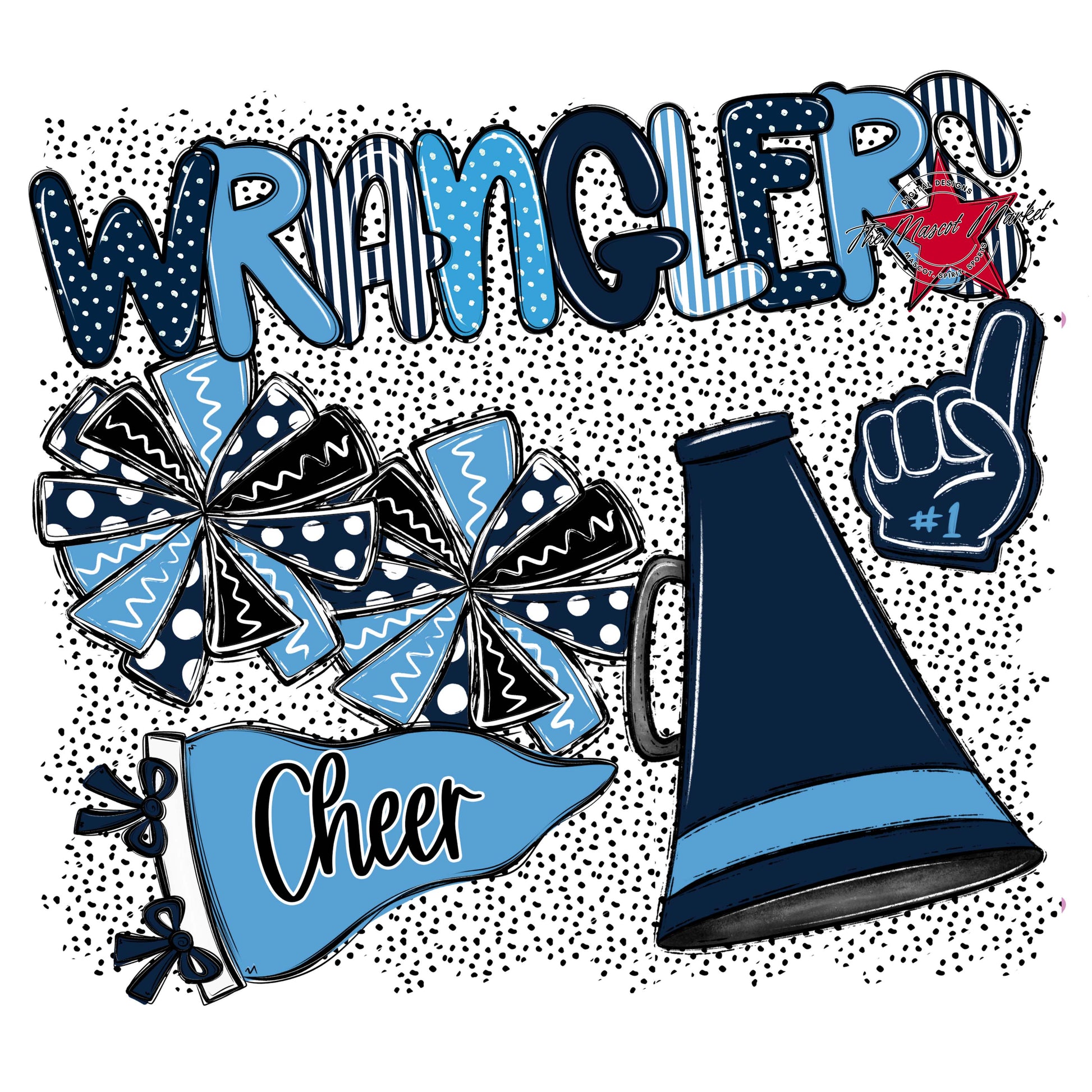 Wranglers Cheer Spirit-Navy & Carolina Blue