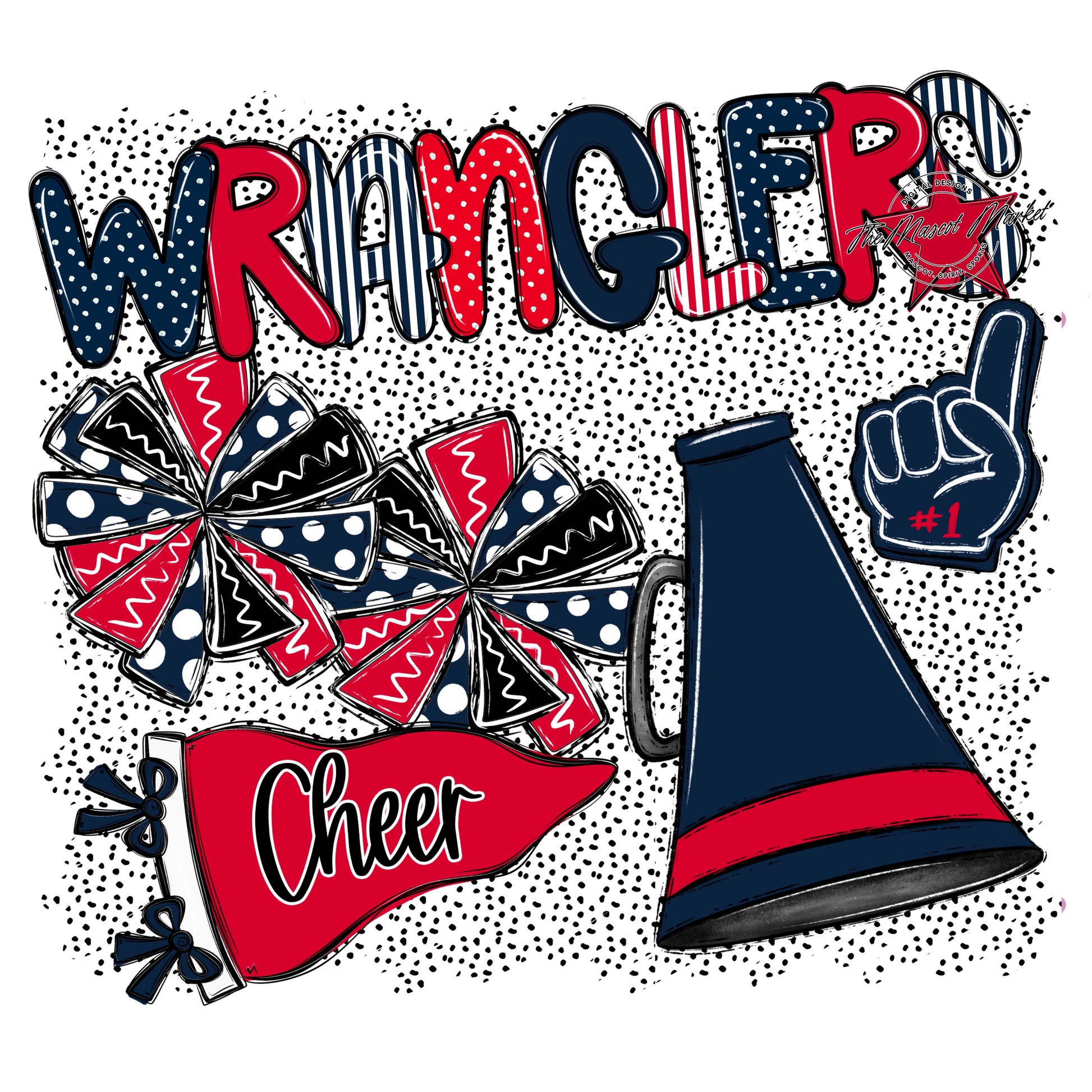 Wranglers Cheer Spirit-Navy & Red