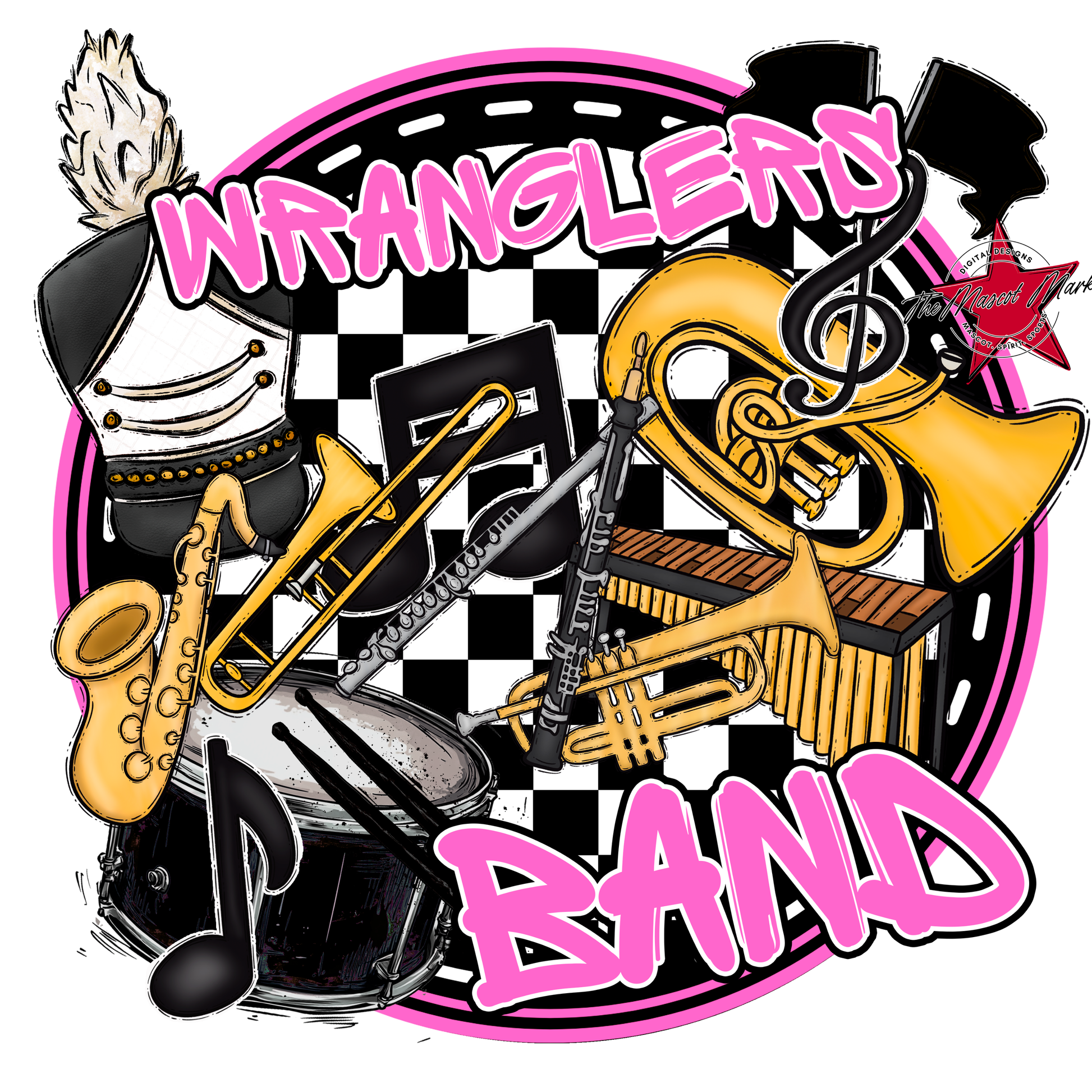 Wranglers Circle Band Design-Baby Pink