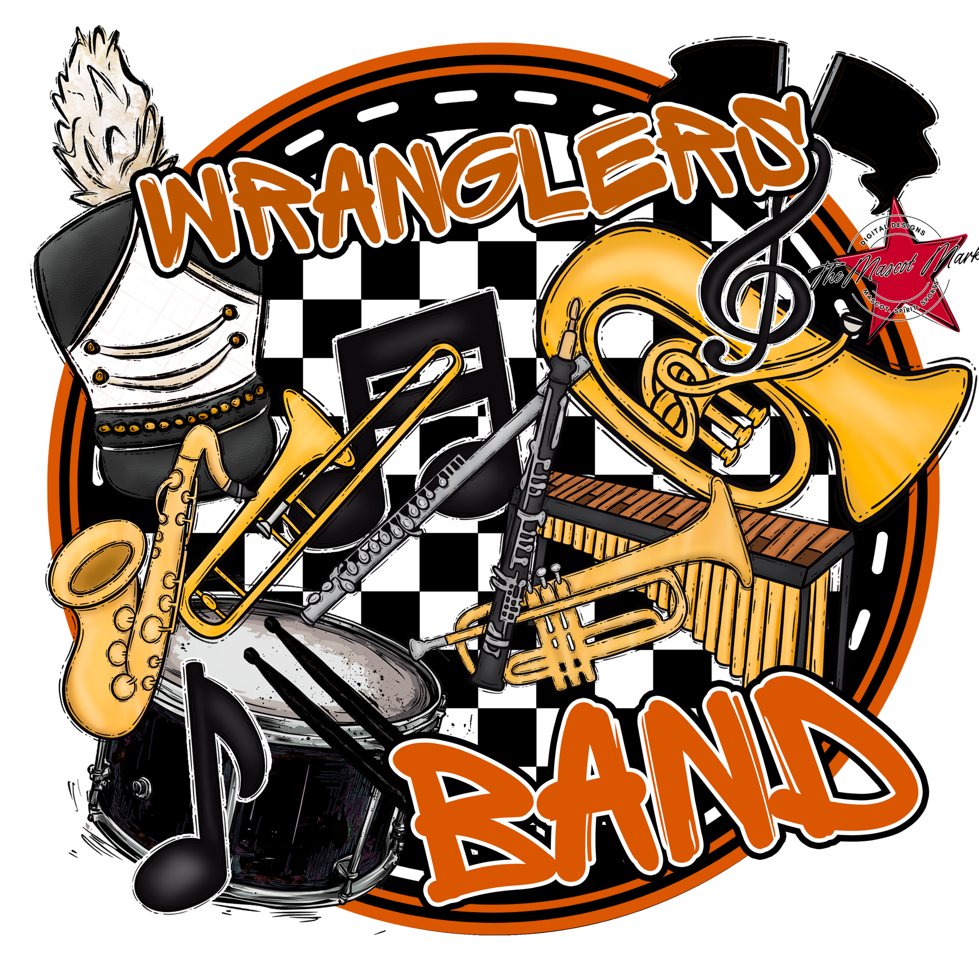 Wranglers Circle Band Design-Burnt Orange