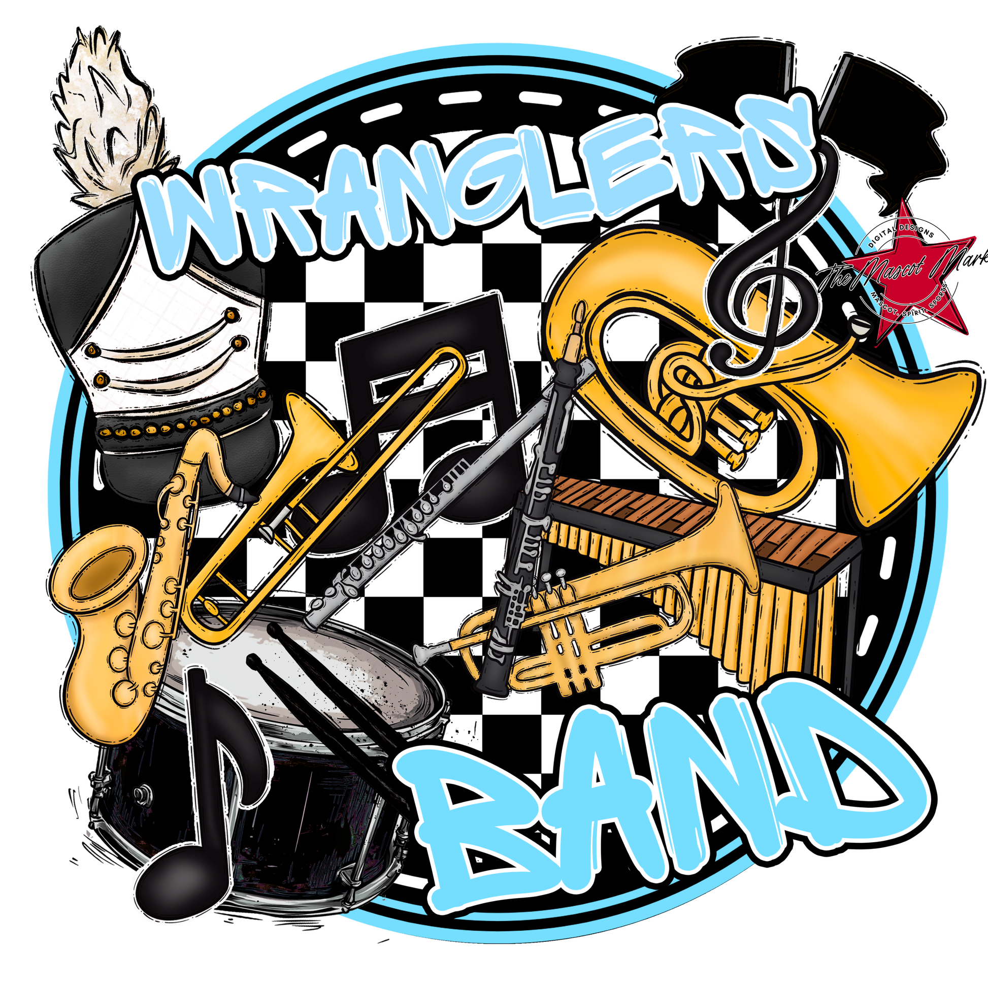 Wranglers Circle Band Design-Columbia Blue