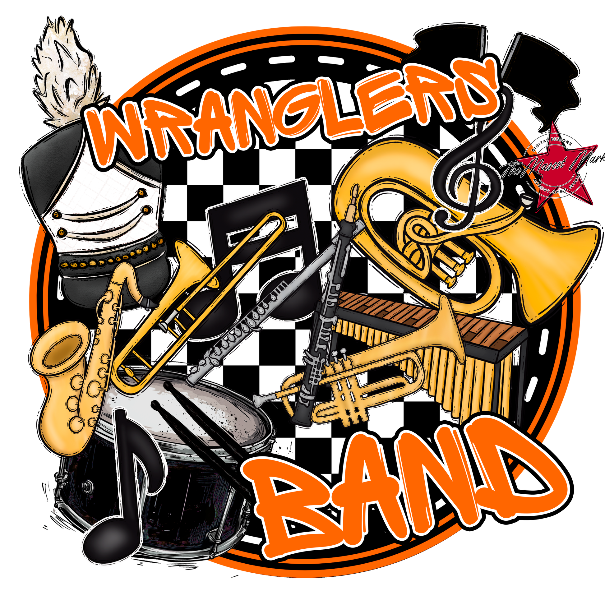 Wranglers Circle Band Design-Orange