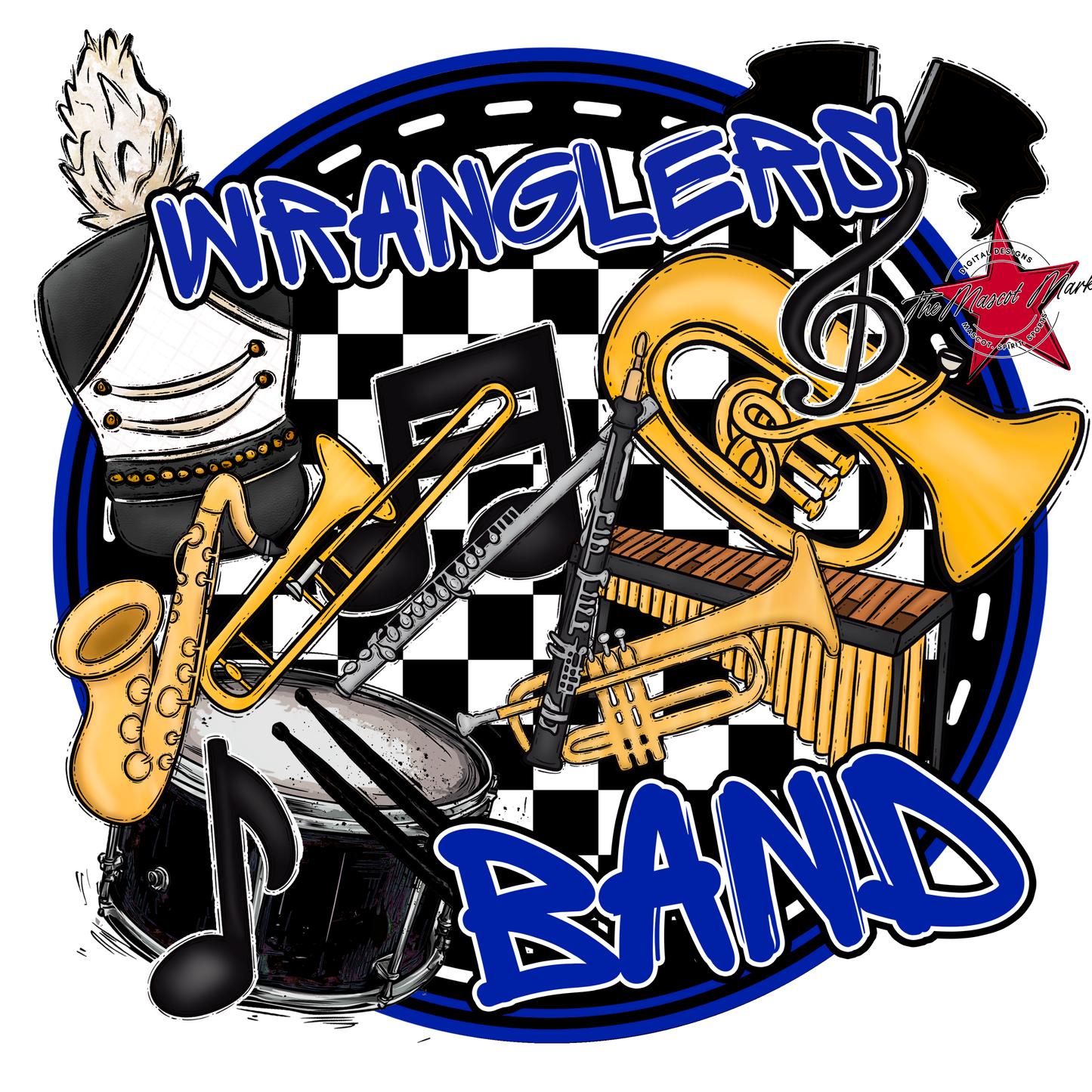 Wranglers Circle Band Design-Royal Blue