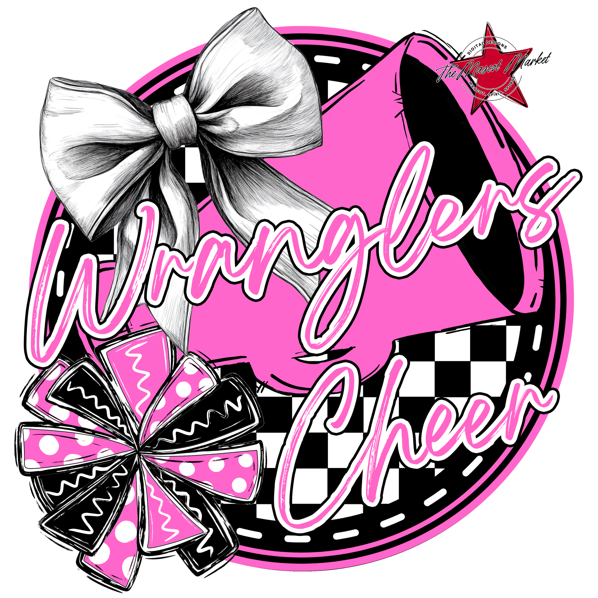 Wranglers Circle Cheer Design-Baby Pink