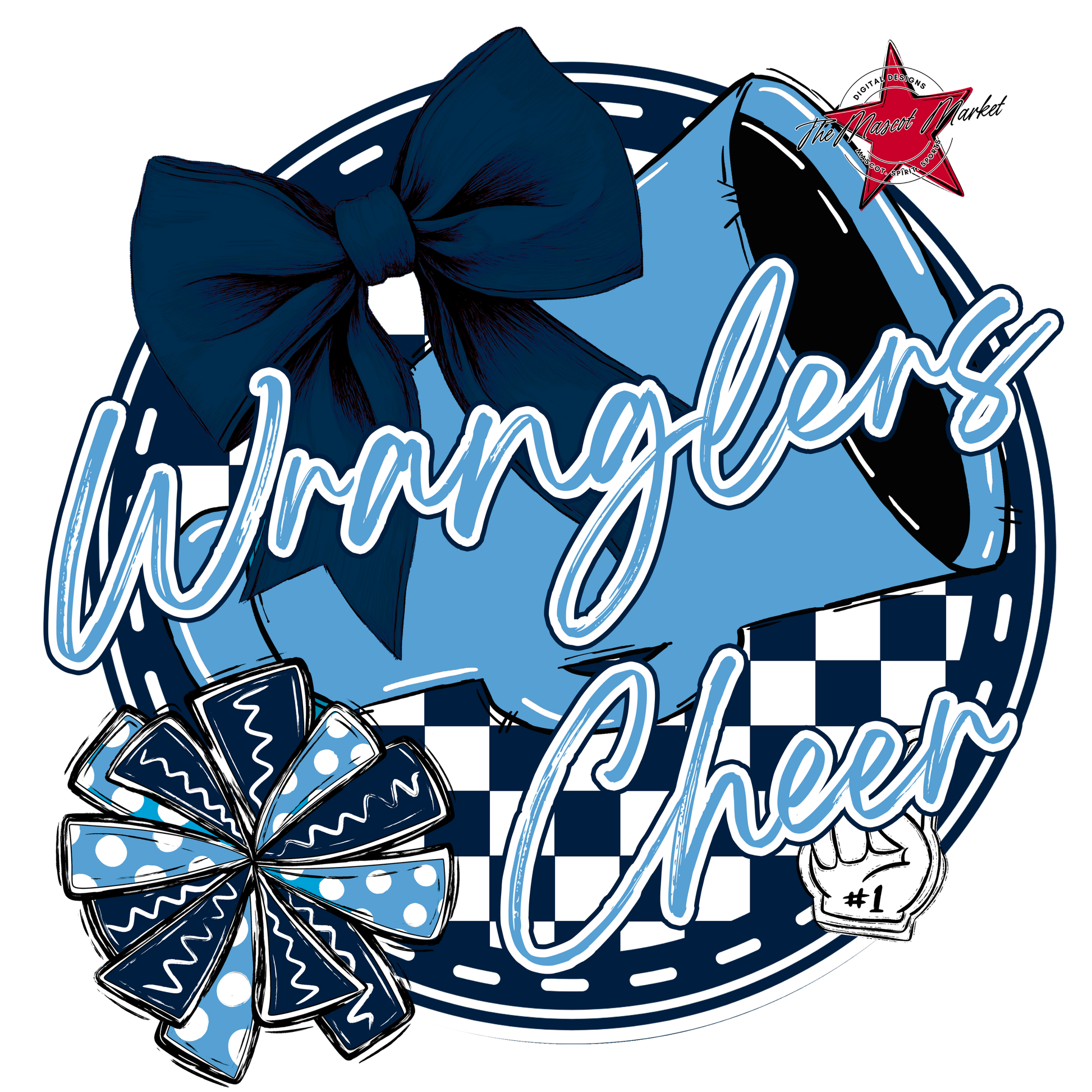 Wranglers Circle Cheer Design-Navy-Carolina Blue