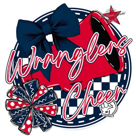 Wranglers Circle Cheer Design-Navy-Red