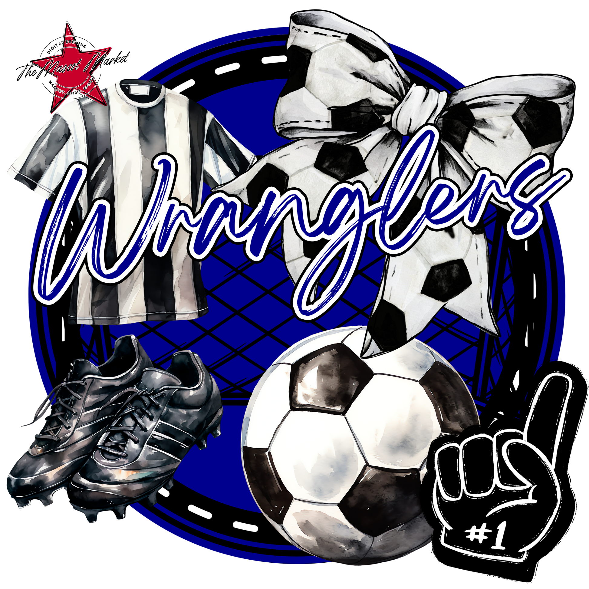 Wranglers Circle Soccer Design-Blue