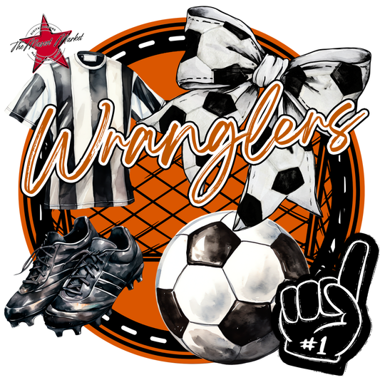 Wranglers Circle Soccer Design-Burnt Orange