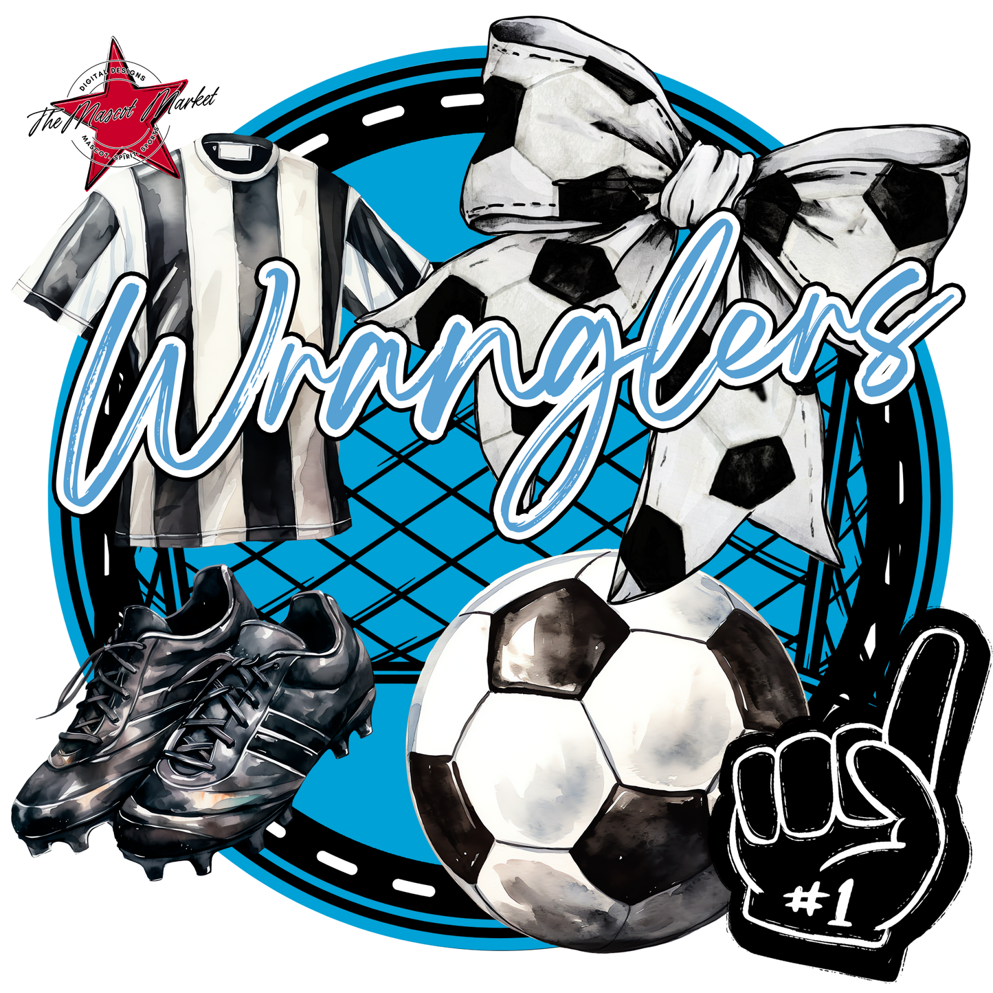 Wranglers Circle Soccer Design-Carolina Blue