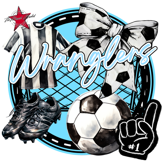 Wranglers Circle Soccer Design-Columbia Blue