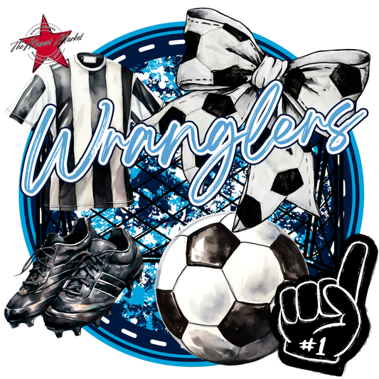 Wranglers Circle Soccer Design-Navy-Carolina Blue