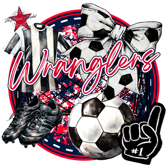 Wranglers Circle Soccer Design-Navy-Red