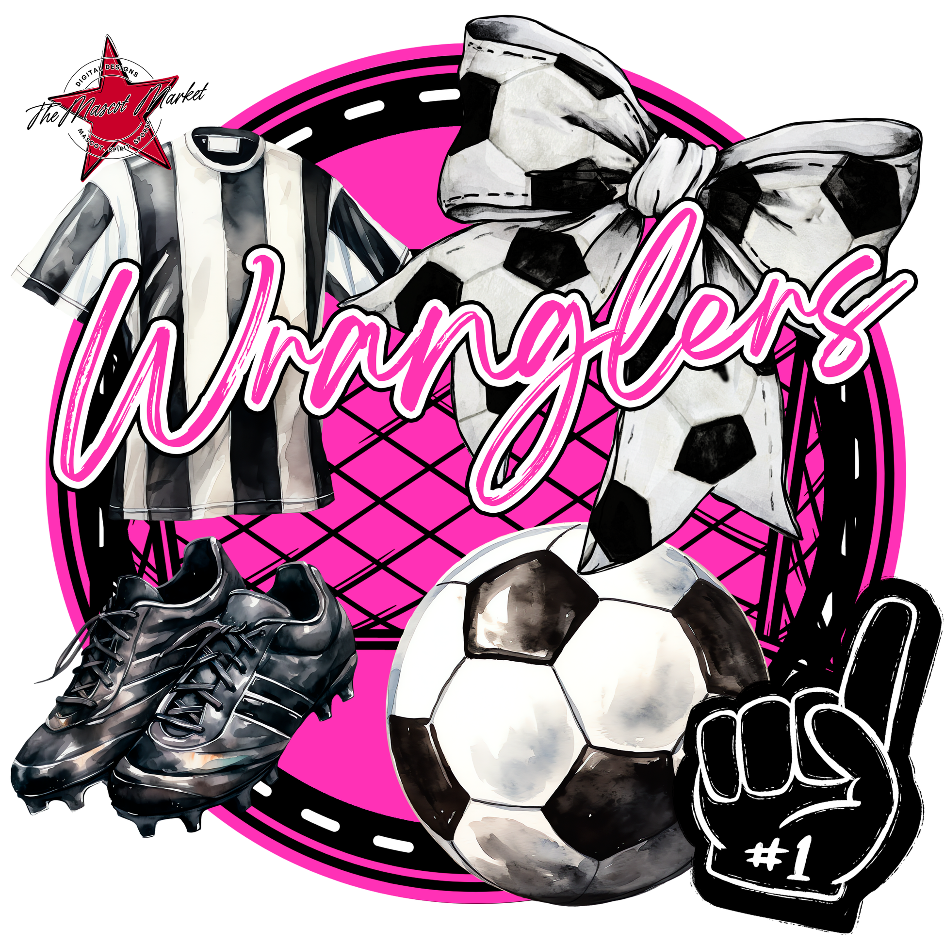 Wranglers Circle Soccer Design-Pink