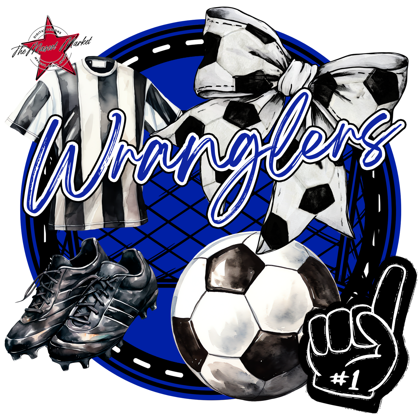 Wranglers Circle Soccer Design-Royal Blue