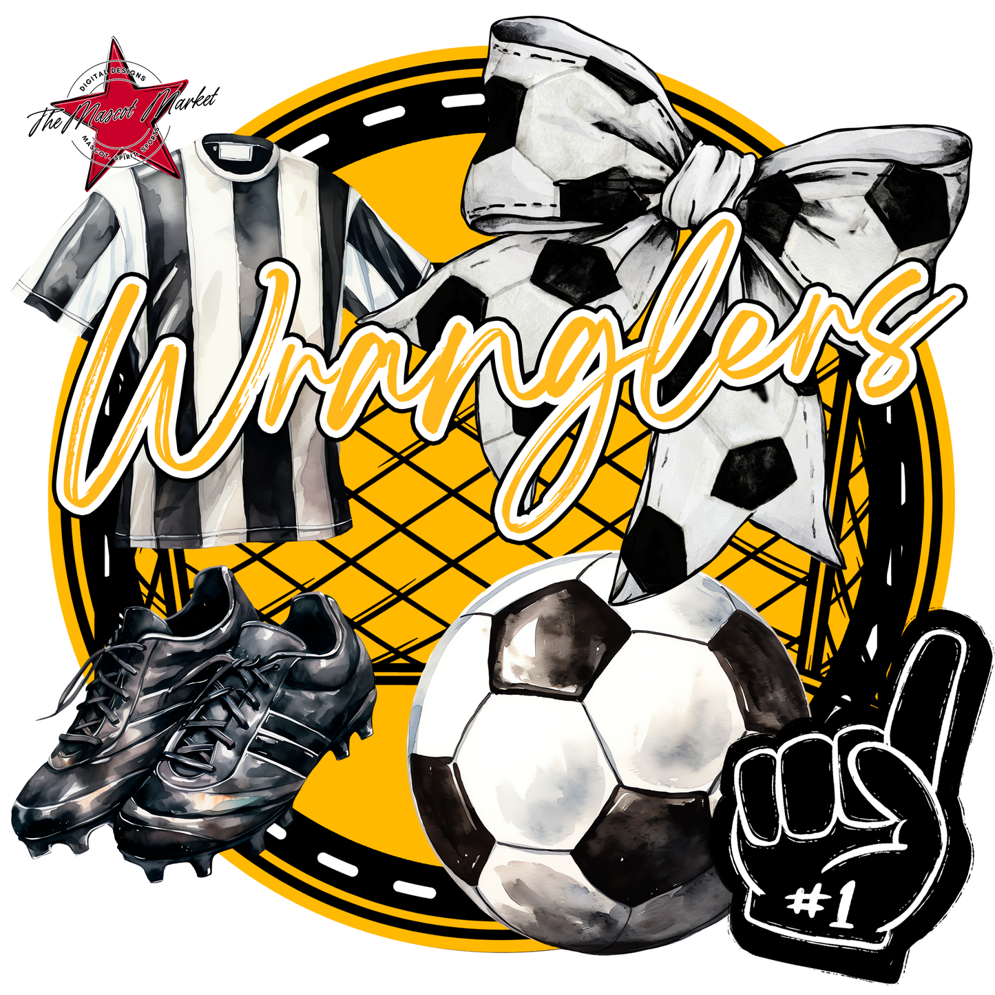 Wranglers Circle Soccer Design-Yellow