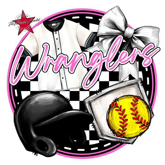 Wranglers Circle Softball Design-Baby Pink