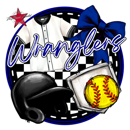 Wranglers Circle Softball Design-Blue
