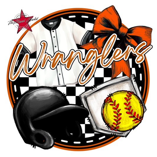 Wranglers Circle Softball Design-Burnt Orange