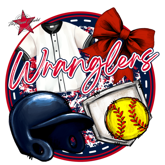 Wranglers Circle Softball Design-Navy-Red
