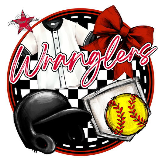 Wranglers Circle Softball Design-Red