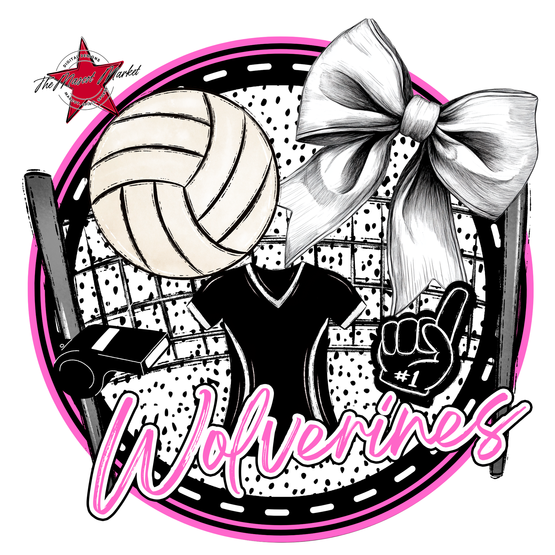 Wranglers Circle Volleyball Design-Baby Pink