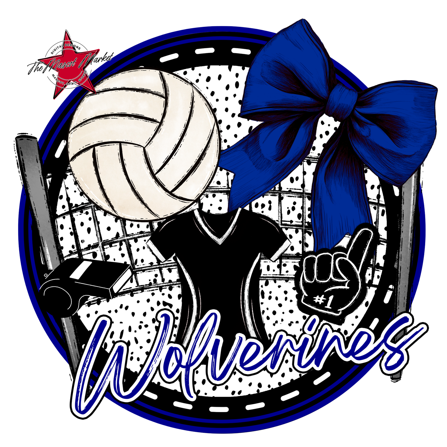 Wranglers Circle Volleyball Design-Blue
