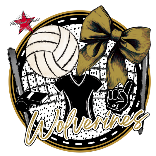 Wranglers Circle Volleyball Design-Gold