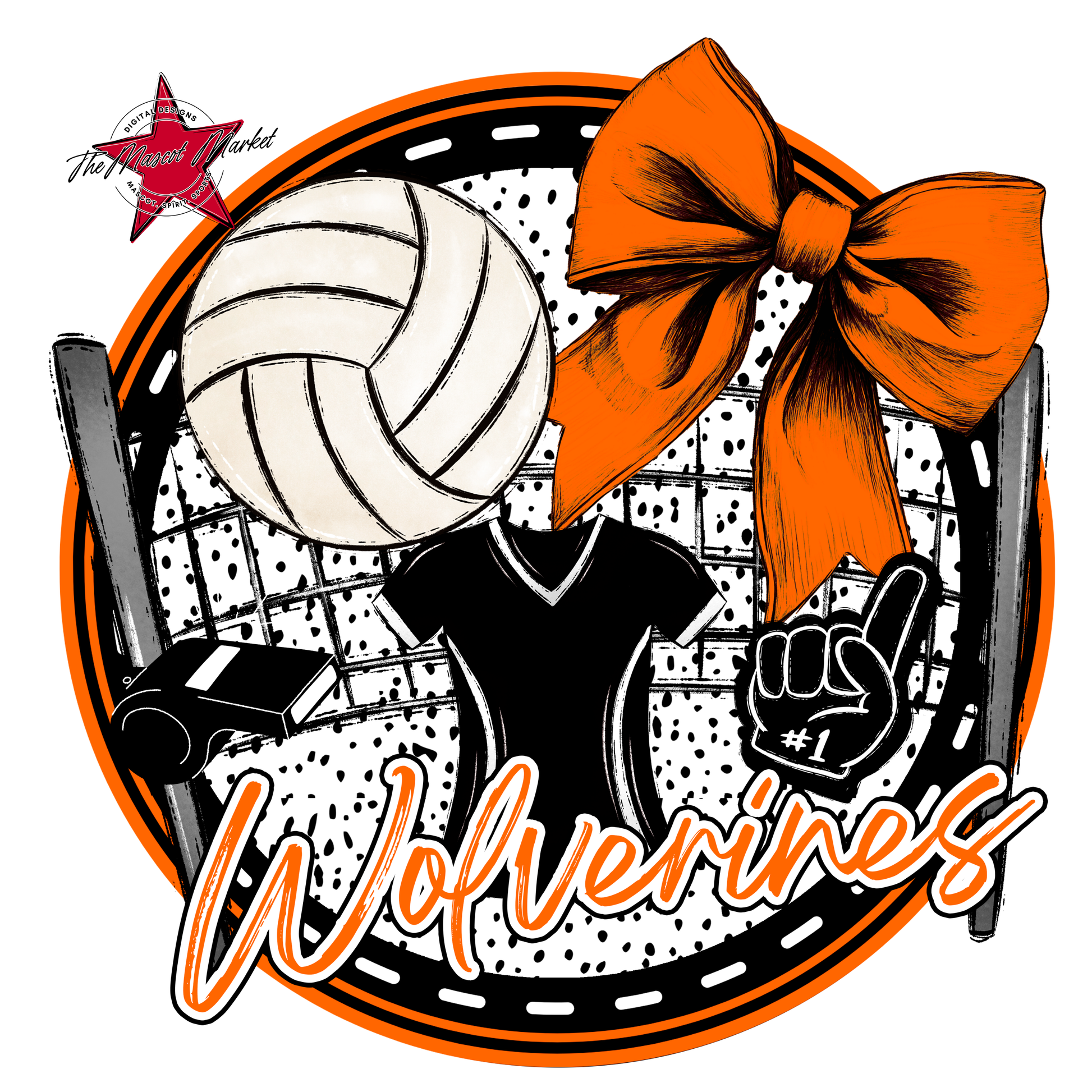 Wranglers Circle Volleyball Design-Orange