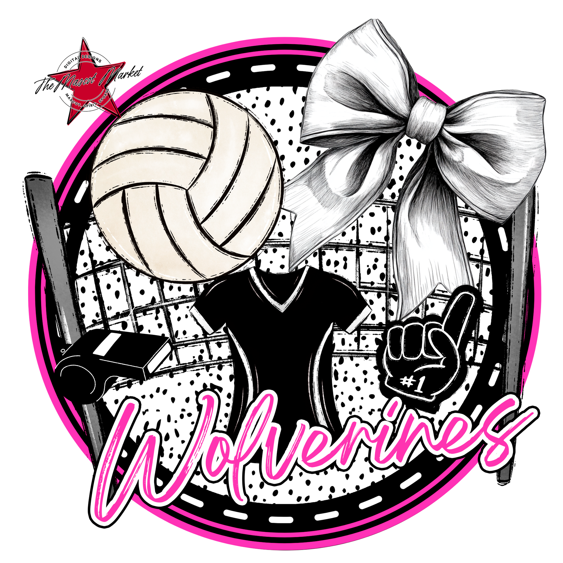 Wranglers Circle Volleyball Design-Pink