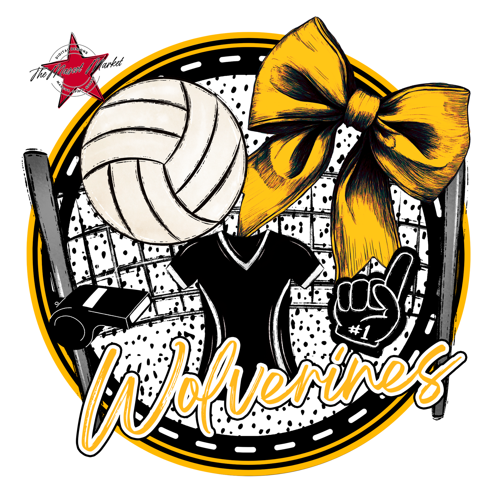Wranglers Circle Volleyball Design-Yellow