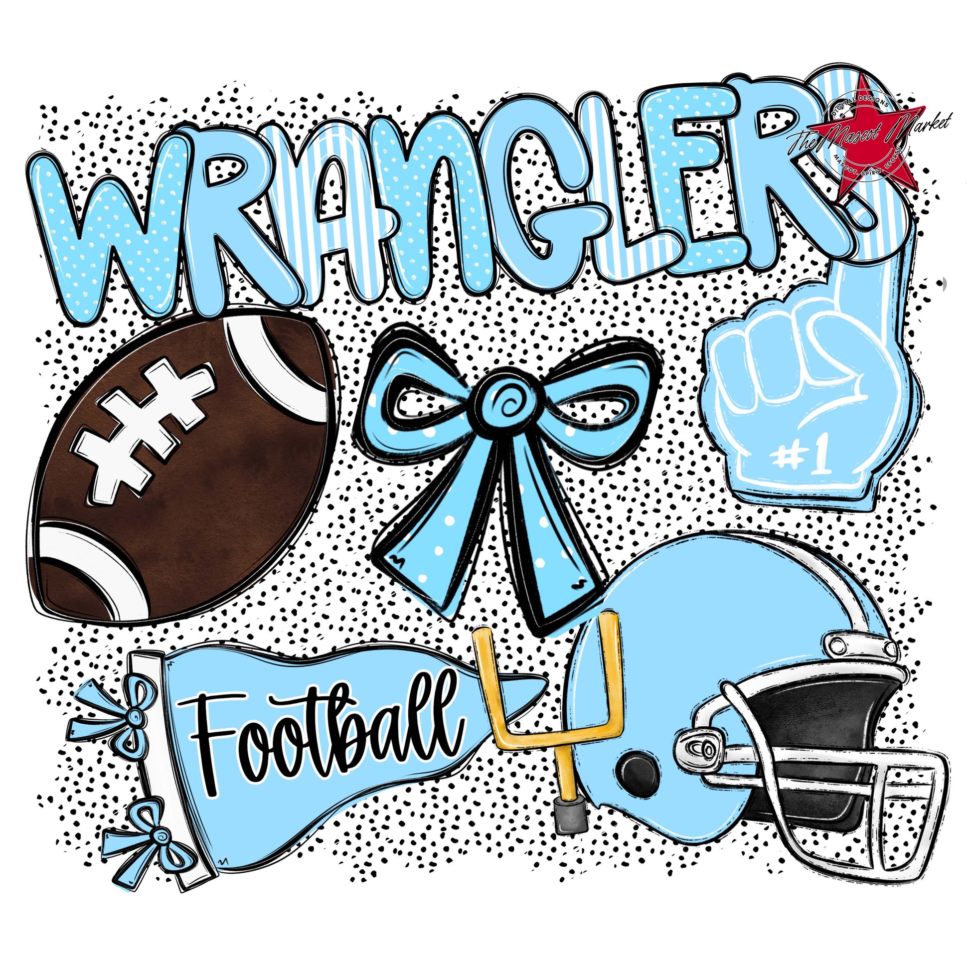 Wranglers Football Spirit-Columbia Blue