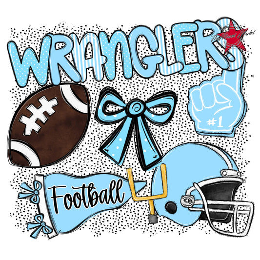 Wranglers Football Spirit-Columbia Blue