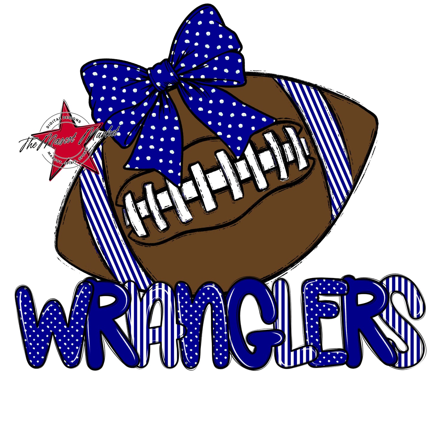 Wranglers Football Spirit Design-Blue