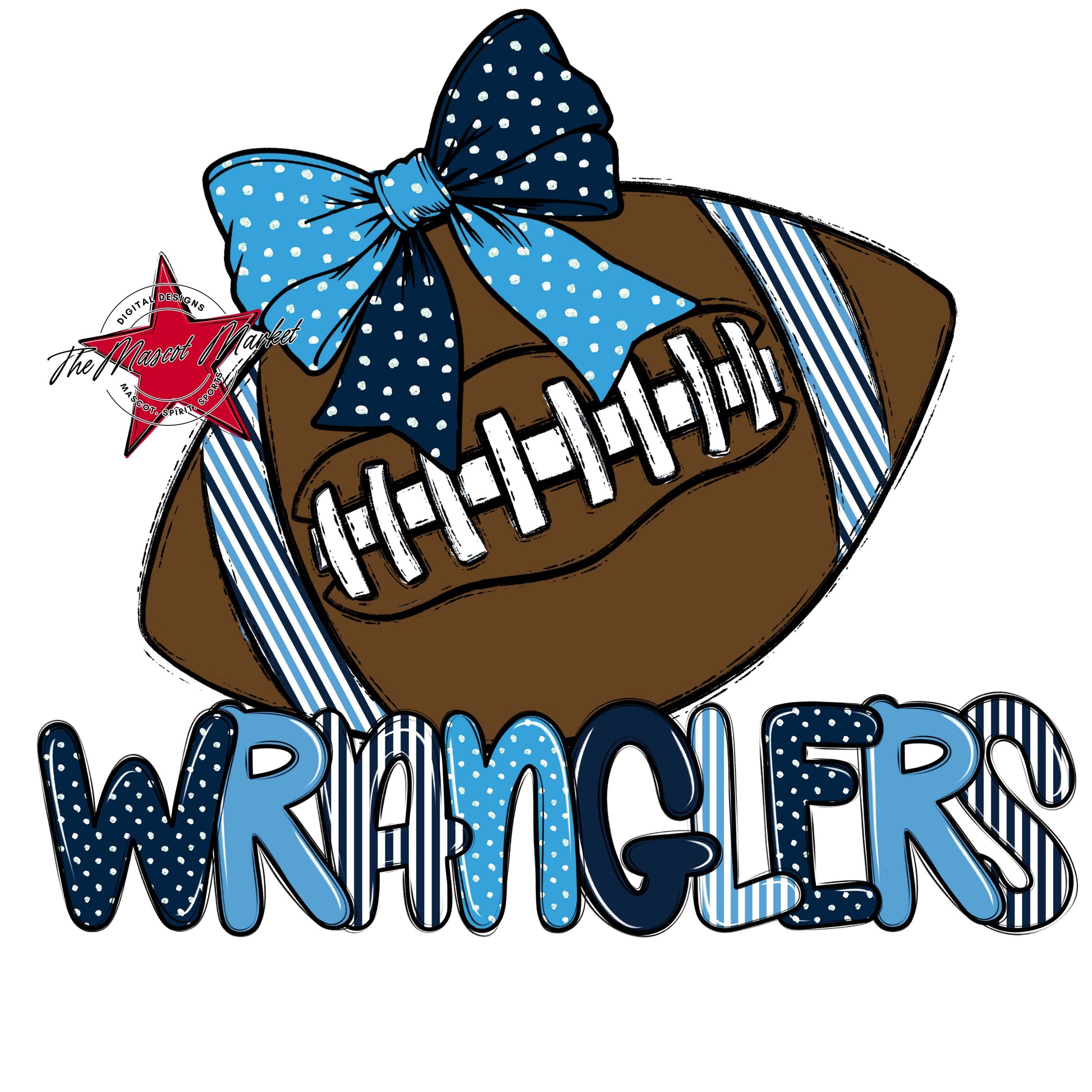 Wranglers Football Spirit Design-Navy & Carolina Blue