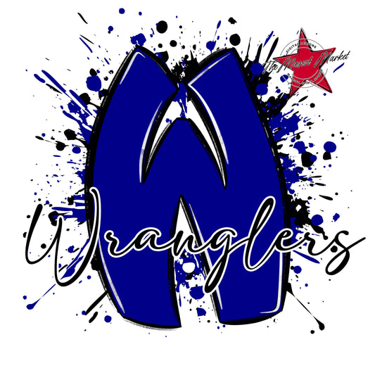 Wranglers Mascot Splatter-Blue