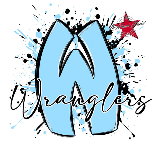Wranglers Mascot Splatter-Columbia Blue