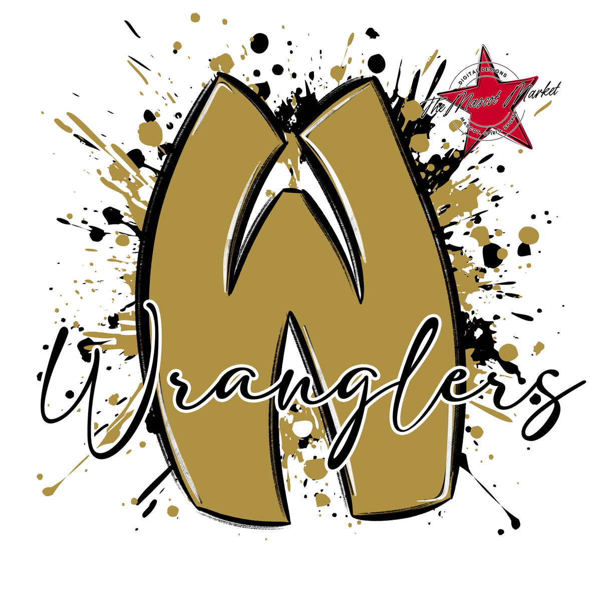 Wranglers Mascot Splatter-Gold