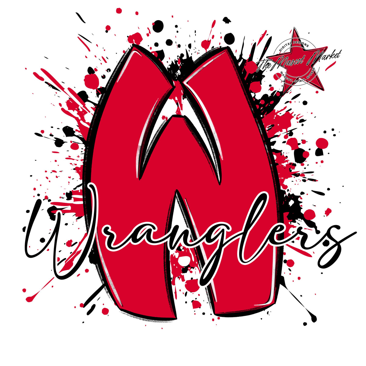 Wranglers Mascot Splatter-Red