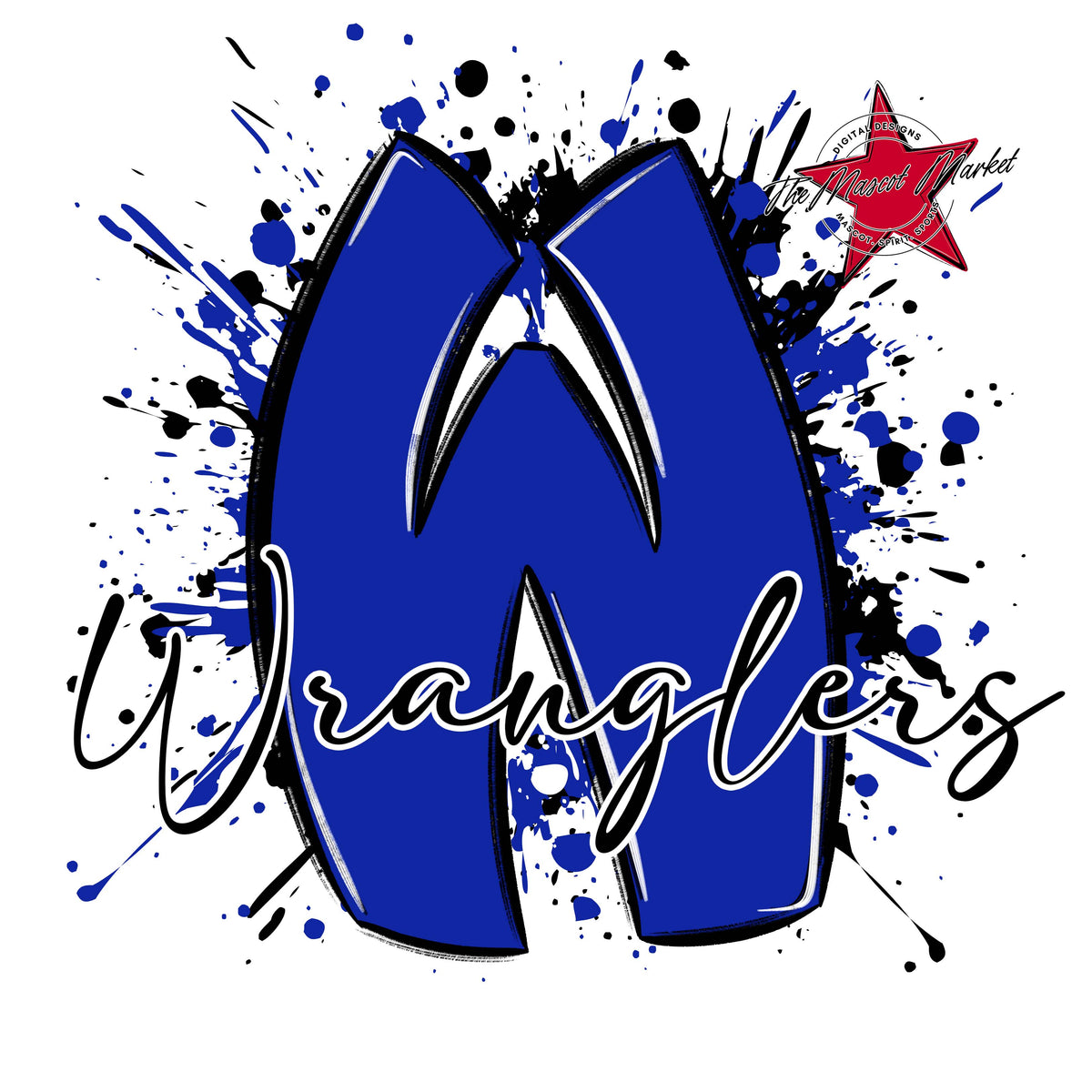 Wranglers Mascot Splatter-Royal Blue