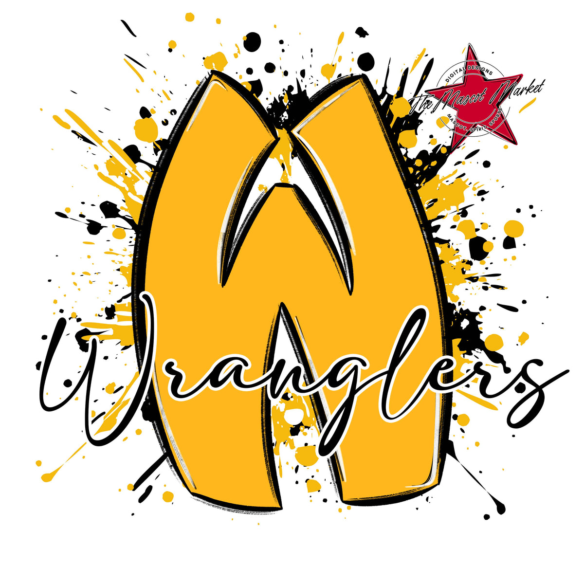 Wranglers Mascot Splatter-Yellow